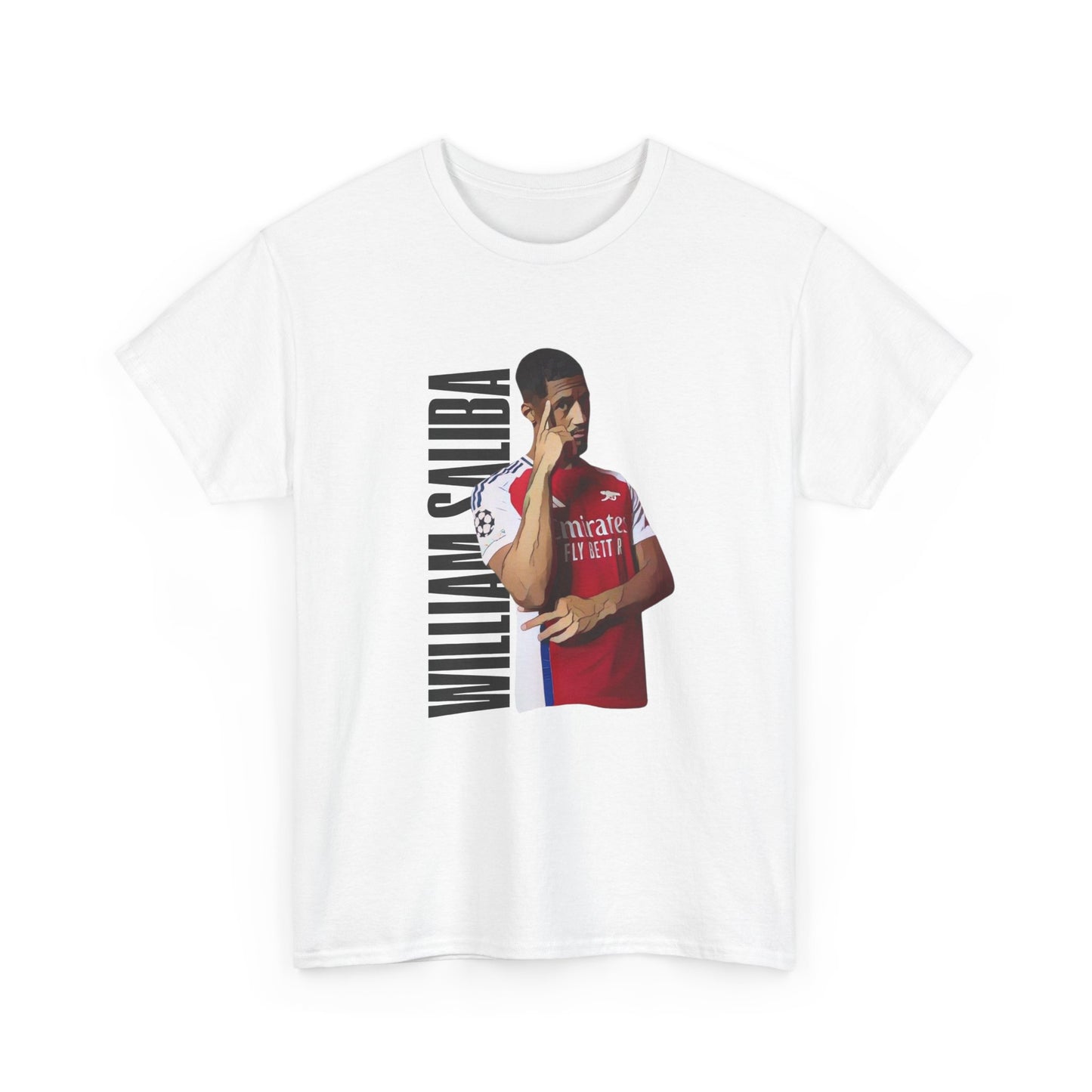 Exclusive Arsenal Fan William Saliba T-shirt with our unique © Design. Perfect gift for a Gooner, wearable Arsenal Art present showing your love for the Gunners. William Saliba | Arsenal Player William Saliba | William Saliba T-shirt | Saliba Arsenal | William Saliba Chant | Gunner T-shirt | Arsenal men's | Arsenal men's T-Shirt | Periodic Table | Arsenal Clothing | Gooner Fashion | Arsenal T-shirt | Arsenal Art | Gooner T-shirt | Gift for him | Gift for Her | Gift for Gooner | Present for Gooner