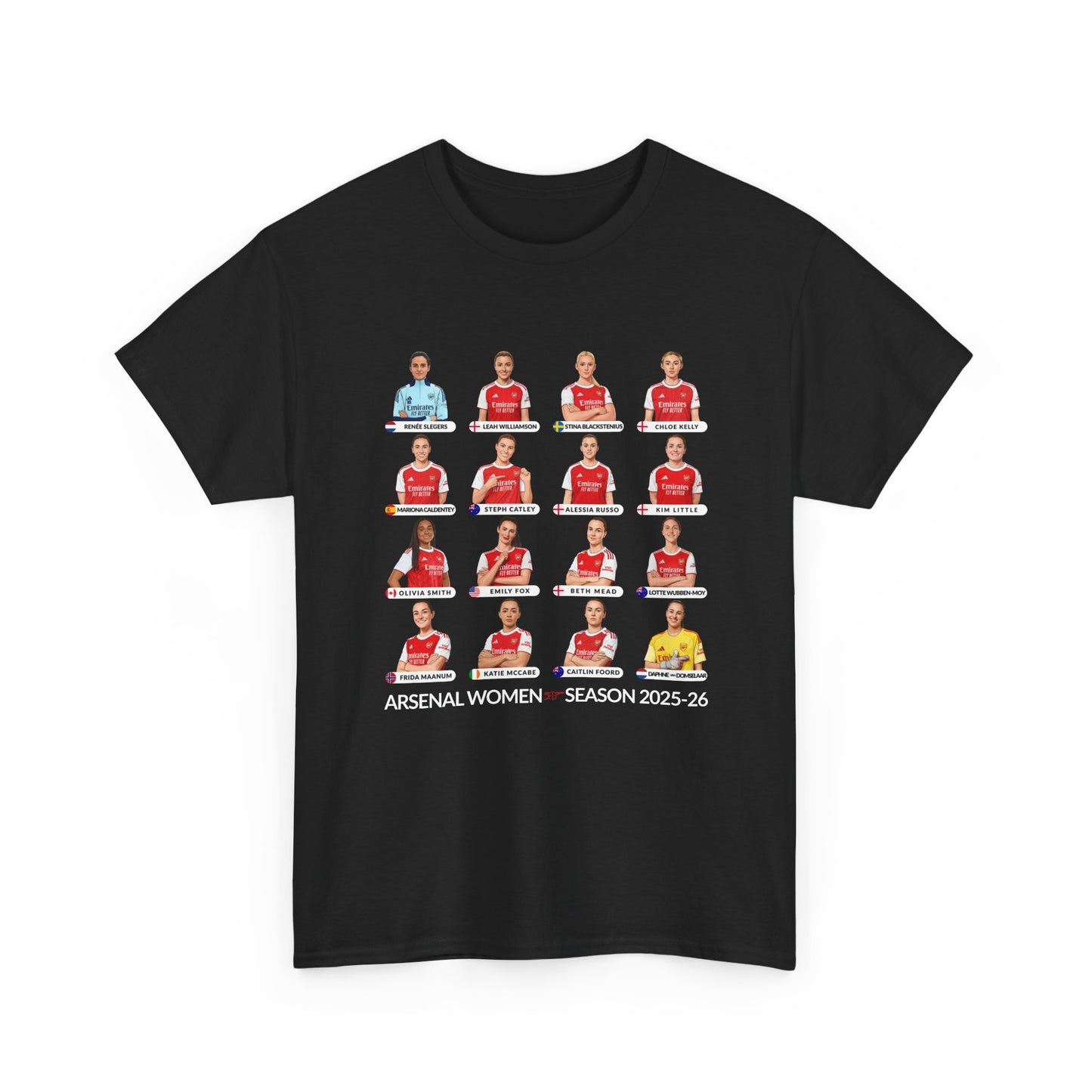 Arsenal Women 2025-26 Squad T-Shirt | Gooner Fan Apparel