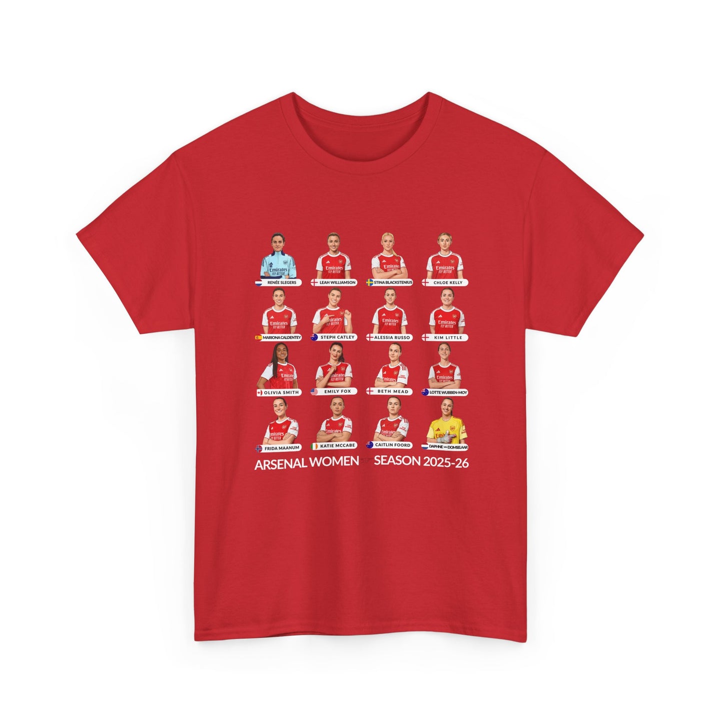 Arsenal Women 2025-26 Squad T-Shirt | Gooner Fan Apparel