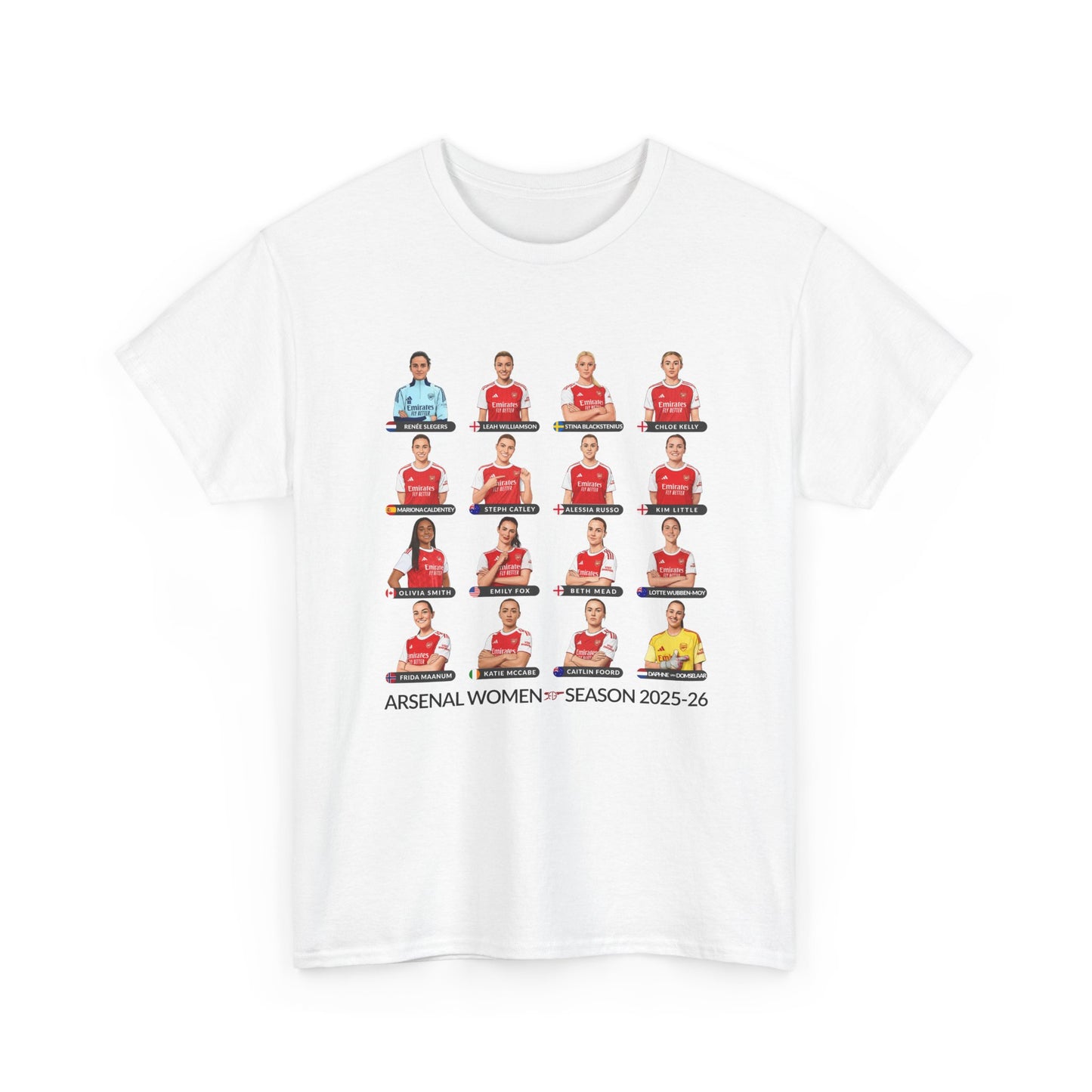 Arsenal Women 2025-26 Squad T-Shirt | Gooner Fan Apparel