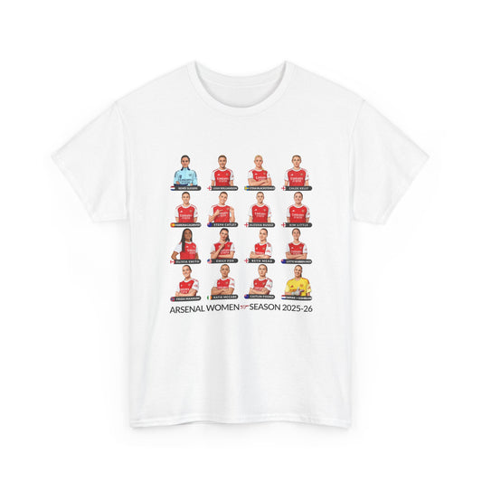 Arsenal Women 2025-26 Squad T-Shirt | Gooner Fan Apparel