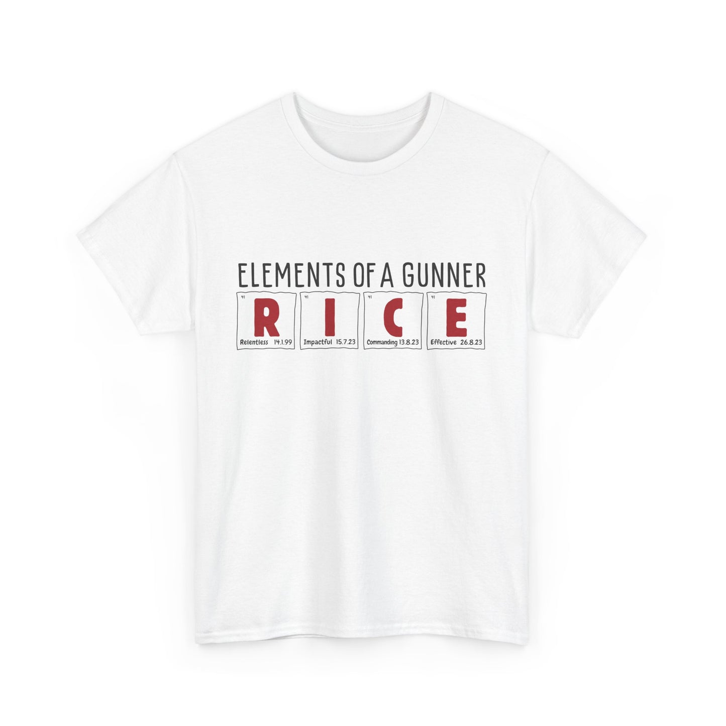 Declan Rice | Science of Football | Arsenal Science | Periodic Table | Arsenal men | Arsenal men T-Shirt | Arsenal women | Arsenal women |  Arsenal Clothing | Gooner Fashion | Arsenal T-shirt | Arsenal Art | Gooner T-shirt | Gift for him | Gift for Her | Gift for Gooner | Present for Gooner