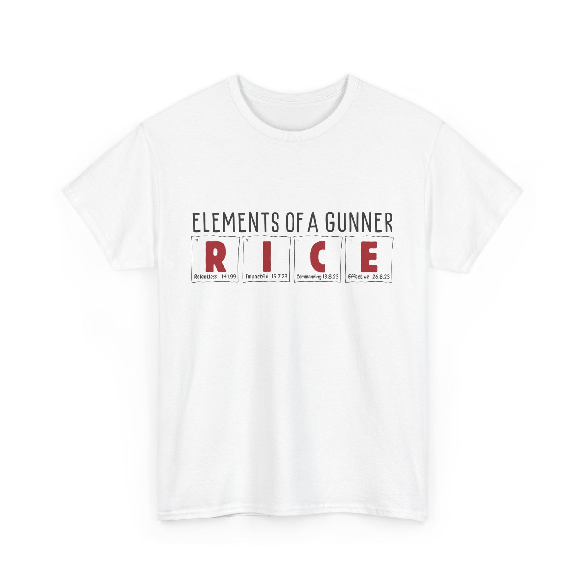 Declan Rice | Science of Football | Arsenal Science | Periodic Table | Arsenal men | Arsenal men T-Shirt | Arsenal women | Arsenal women |  Arsenal Clothing | Gooner Fashion | Arsenal T-shirt | Arsenal Art | Gooner T-shirt | Gift for him | Gift for Her | Gift for Gooner | Present for Gooner