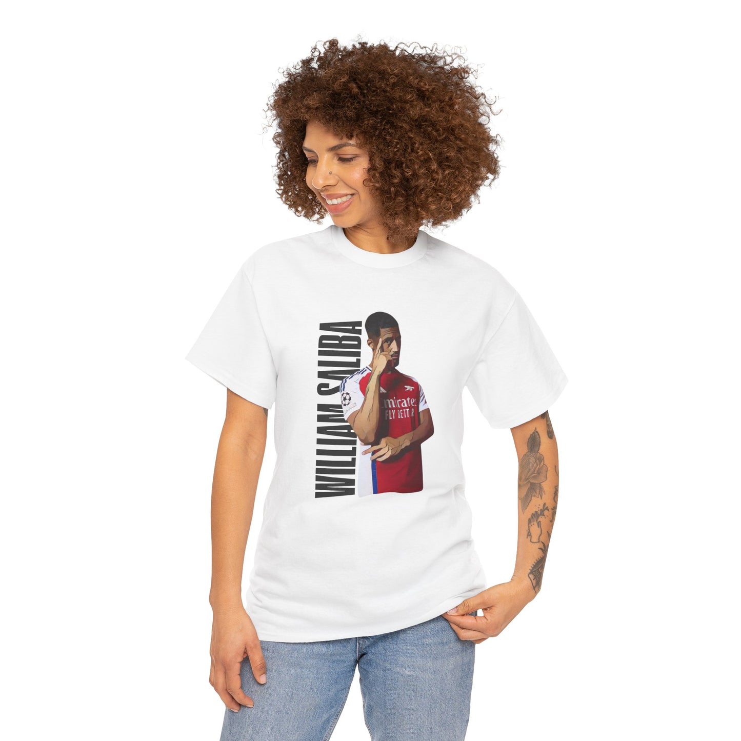 Exclusive Arsenal Fan William Saliba T-shirt with our unique © Design. Perfect gift for a Gooner, wearable Arsenal Art present showing your love for the Gunners. William Saliba | Arsenal Player William Saliba | William Saliba T-shirt  | Saliba Arsenal | William Saliba Chant | Gunner T-shirt | Arsenal men's | Arsenal men's T-Shirt | Periodic Table | Arsenal Clothing | Gooner Fashion | Arsenal T-shirt | Arsenal Art | Gooner T-shirt | Gift for him | Gift for Her | Gift for Gooner | Present for Gooner