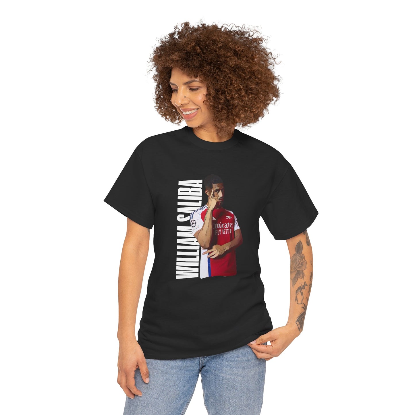 Exclusive Arsenal Fan William Saliba T-shirt with our unique © Design. Perfect gift for a Gooner, wearable Arsenal Art present showing your love for the Gunners. William Saliba | Arsenal Player William Saliba | William Saliba T-shirt  | Saliba Arsenal | William Saliba Chant | Gunner T-shirt | Arsenal men's | Arsenal men's T-Shirt | Periodic Table | Arsenal Clothing | Gooner Fashion | Arsenal T-shirt | Arsenal Art | Gooner T-shirt | Gift for him | Gift for Her | Gift for Gooner | Present for Gooner