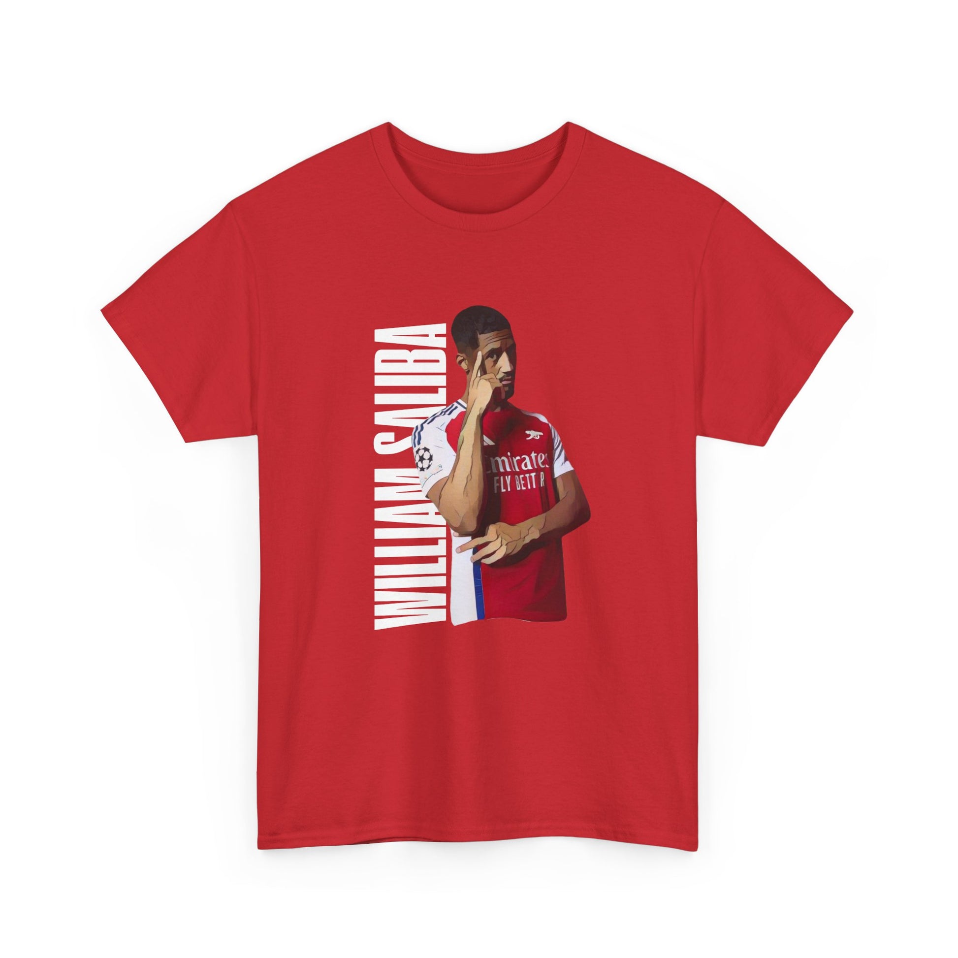 Exclusive Arsenal Fan William Saliba T-shirt with our unique © Design. Perfect gift for a Gooner, wearable Arsenal Art present showing your love for the Gunners. William Saliba | Arsenal Player William Saliba | William Saliba T-shirt  | Saliba Arsenal | William Saliba Chant | Gunner T-shirt | Arsenal men's | Arsenal men's T-Shirt | Periodic Table | Arsenal Clothing | Gooner Fashion | Arsenal T-shirt | Arsenal Art | Gooner T-shirt | Gift for him | Gift for Her | Gift for Gooner | Present for Gooner