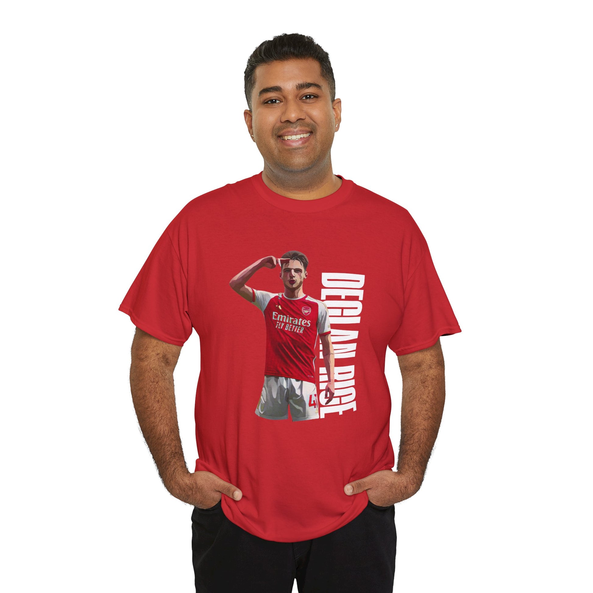 Exclusive Arsenal Fan Declan Rice T-shirt with our unique © Design. Perfect gift for a Gooner, wearable Arsenal Art present showing your love for the Gunners. Declan Rice | Arsenal Player Declan Rice | Declan Rice T-shirt  | Rice Arsenal | Declan Rice Chant | Gunner T-shirt | Arsenal women's | Arsenal women's T-Shirt | Periodic Table | Arsenal Clothing | Gooner Fashion | Arsenal T-shirt | Arsenal Art | Gooner T-shirt | Gift for him | Gift for Her | Gift for Gooner | Present for Gooner