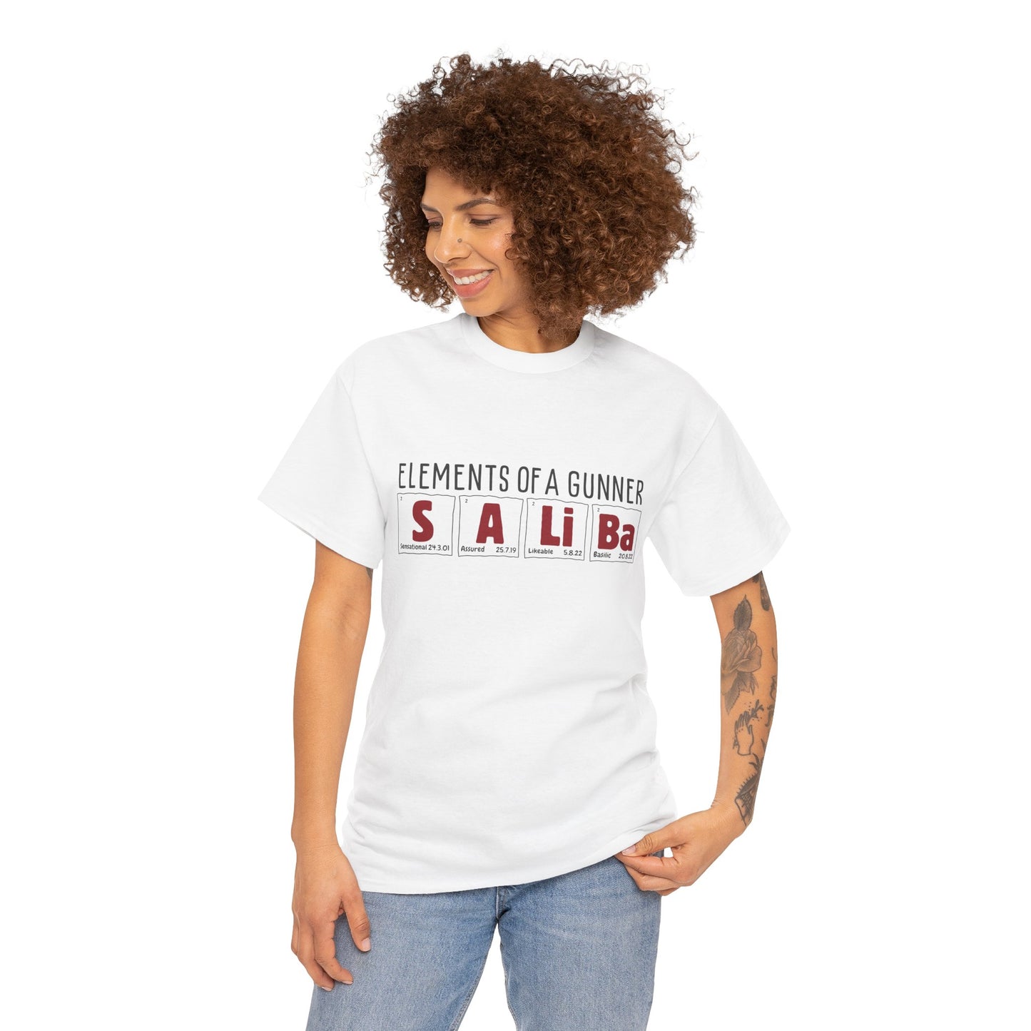 William Saliba | Science of Football | Arsenal Science | Periodic Table | Arsenal men | Arsenal men T-Shirt | Arsenal women | Arsenal women |  Arsenal Clothing | Gooner Fashion | Arsenal T-shirt | Arsenal Art | Gooner T-shirt | Gift for him | Gift for Her | Gift for Gooner | Present for Gooner