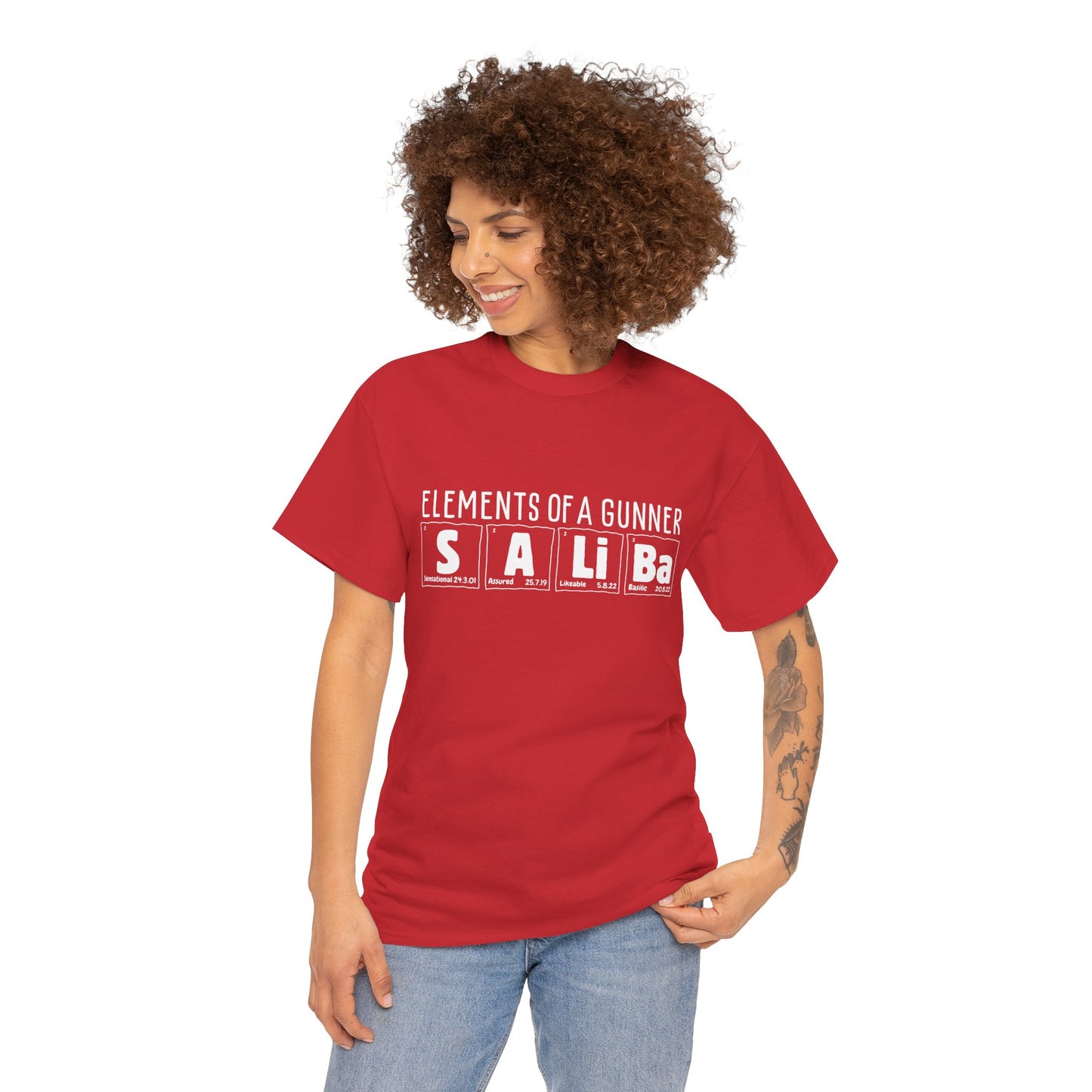 William Saliba | Science of Football | Arsenal Science | Periodic Table | Arsenal men | Arsenal men T-Shirt | Arsenal women | Arsenal women |  Arsenal Clothing | Gooner Fashion | Arsenal T-shirt | Arsenal Art | Gooner T-shirt | Gift for him | Gift for Her | Gift for Gooner | Present for Gooner